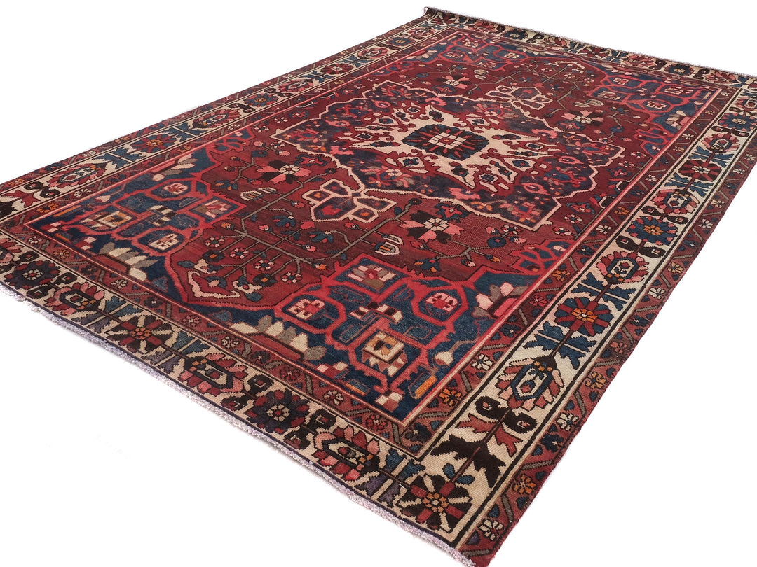 7x10 Vintage Rug, Hand-Knotted Rug, Low Pile Wool Rug, Bedroom Rug, Handwoven Organic Wool Living Room Rug, SHR1646