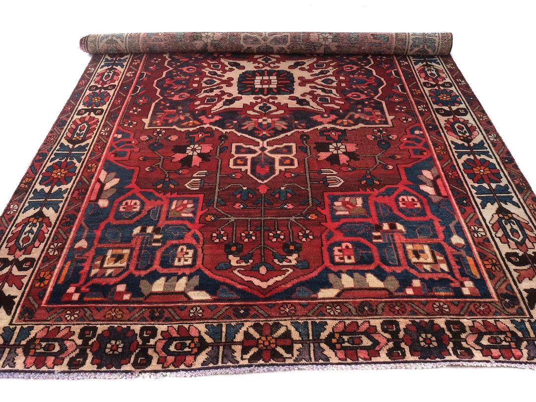 7x10 Vintage Rug, Hand-Knotted Rug, Low Pile Wool Rug, Bedroom Rug, Handwoven Organic Wool Living Room Rug, SHR1646
