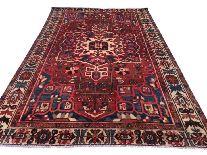 7x10 Vintage Rug, Hand-Knotted Rug, Low Pile Wool Rug, Bedroom Rug, Handwoven Organic Wool Living Room Rug, SHR1646
