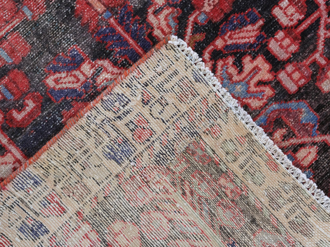 3x9 Vintage Accent Rug, Oriental Hand-Knotted Low Pile Wool Rug, Bathroom Rug, Entryway Rug, Mudroom Rug, SHR1808