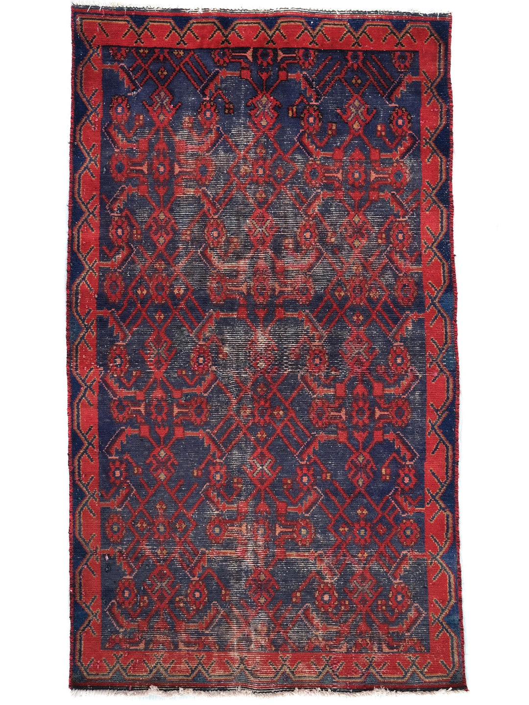 3x6 Vintage Oriental Rug, Handwoven Tribal Accent Rug, Organic Wool Low Pile Decorative Entryway Throw Rug, SHR1824