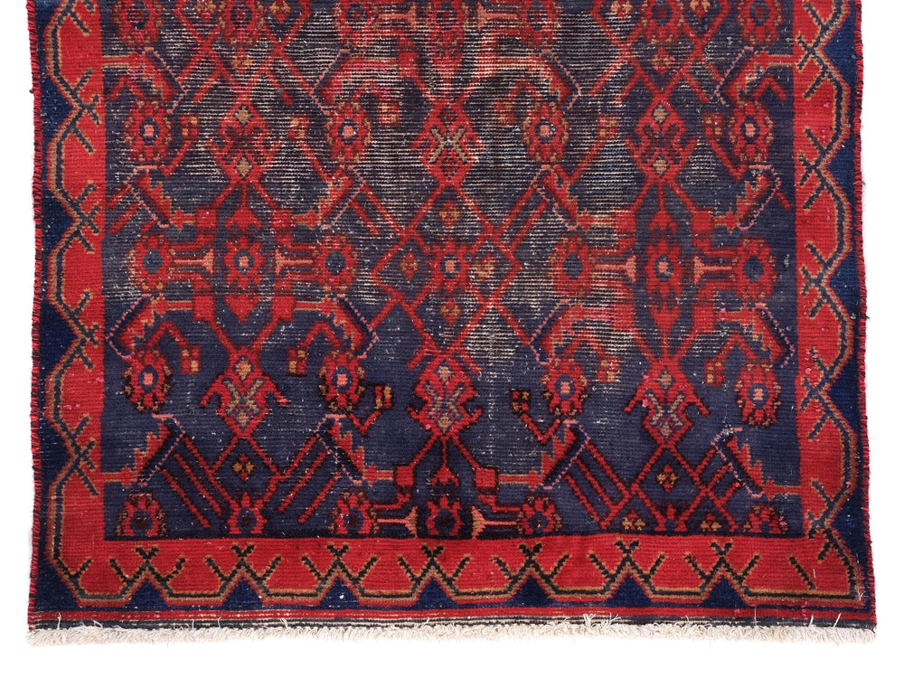 3x6 Vintage Oriental Rug, Handwoven Tribal Accent Rug, Organic Wool Low Pile Decorative Entryway Throw Rug, SHR1824