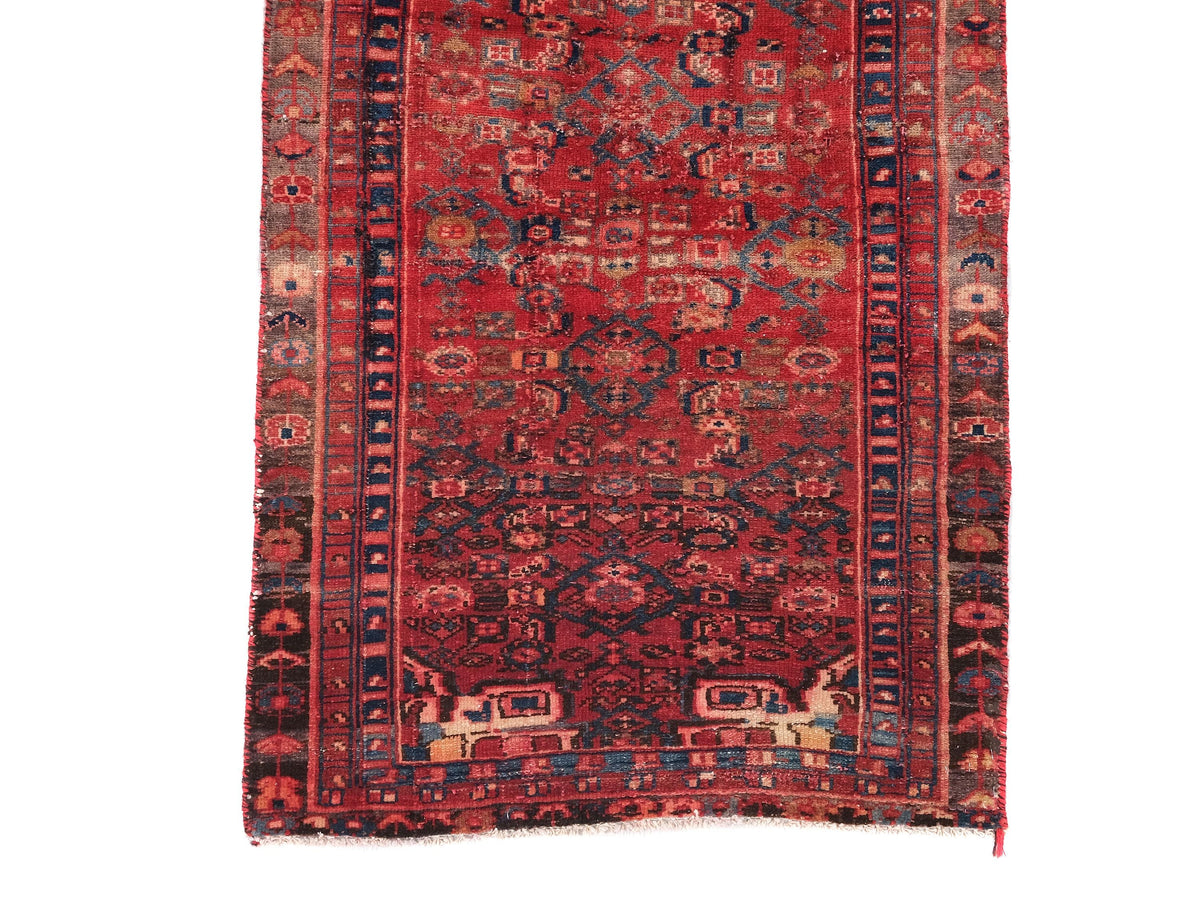 3x13 Vintage Rug, Persian Style Hand-Knotted Kitchen Runner Rug, Hallway Runner Rug, Staircase Runner Rug, Foyer Rug,  SHR1839