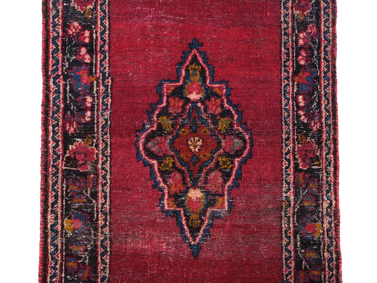 2x9 Red Runner Rug, Oriental Hand Knotted Wool Veg Dyed Floral Runner, Kitchen Runner, Staircase Runner, SHR1843