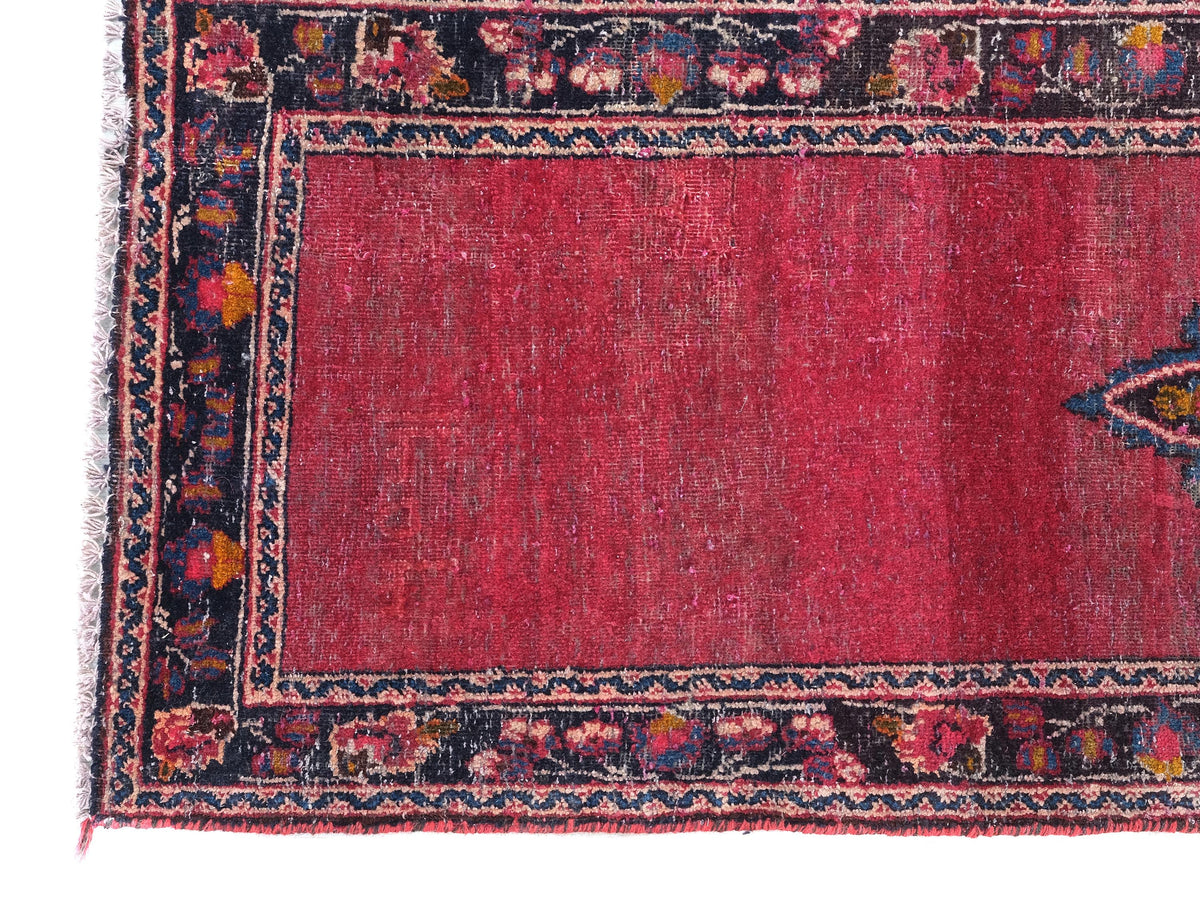 2x9 Red Runner Rug, Oriental Hand Knotted Wool Veg Dyed Floral Runner, Kitchen Runner, Staircase Runner, SHR1843
