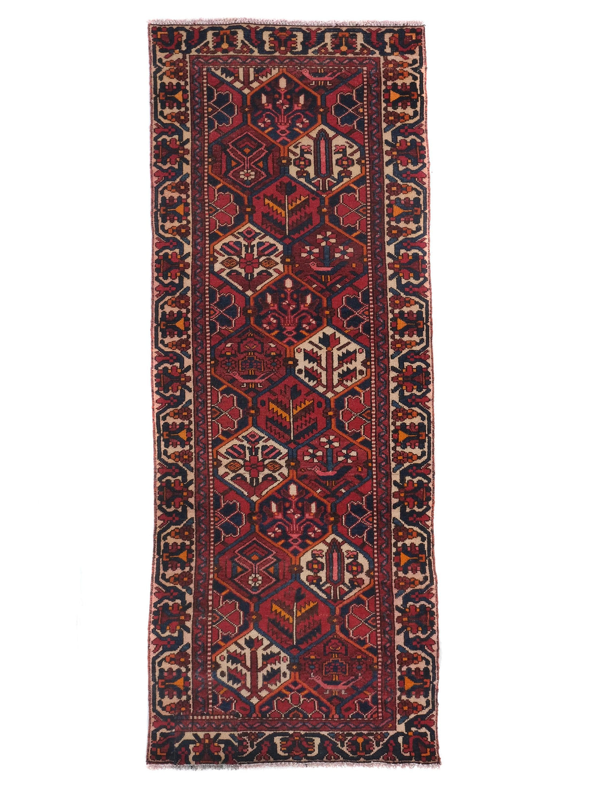 3x9 Persian Style Hand-Knotted Wool Runner Rug - Geometric Hallway or Kitchen Rug - Natural Wool Rug for Entryway, SHR1680