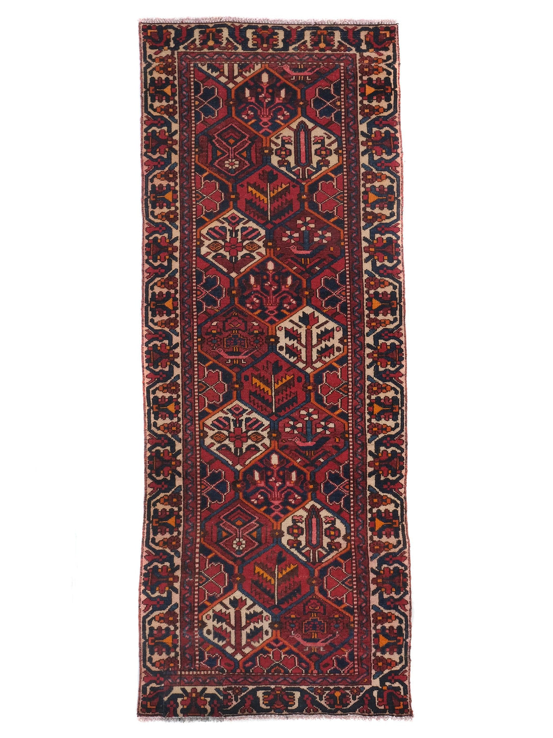3x9 Hand-Knotted Wool Runner Rug - Geometric Hallway or Kitchen Rug - Natural Wool Rug for Entryway, SHR1680