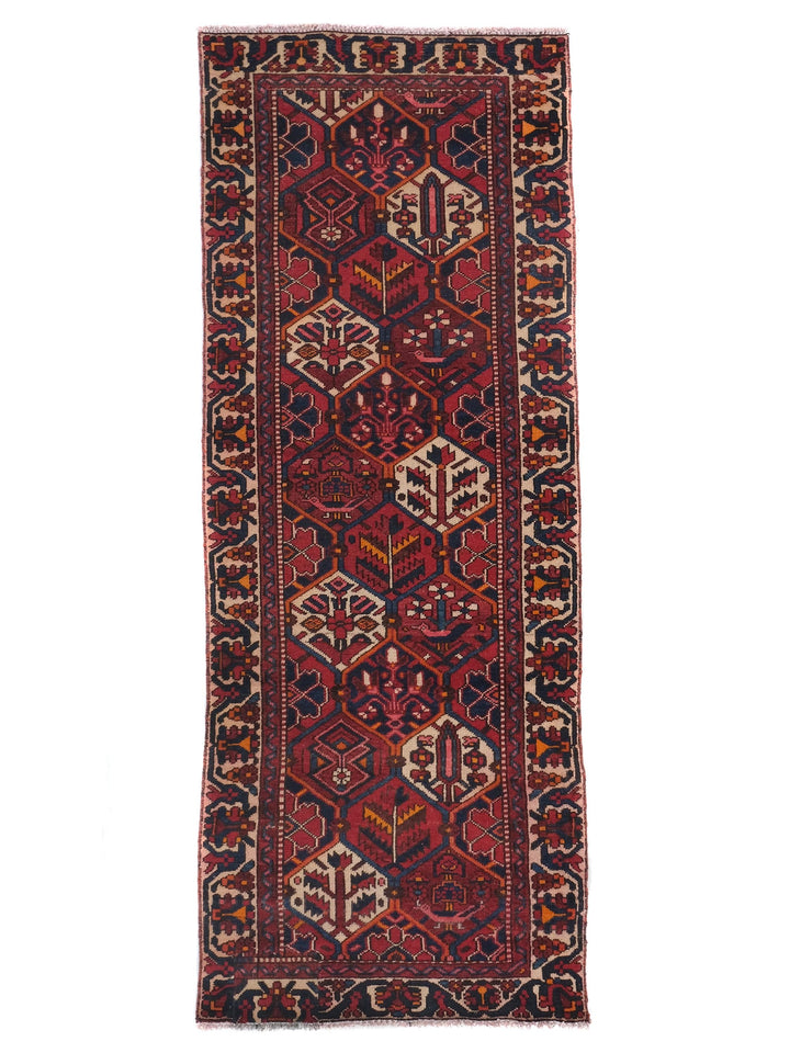3x9 Hand-Knotted Wool Runner Rug - Geometric Hallway or Kitchen Rug - Natural Wool Rug for Entryway, SHR1680
