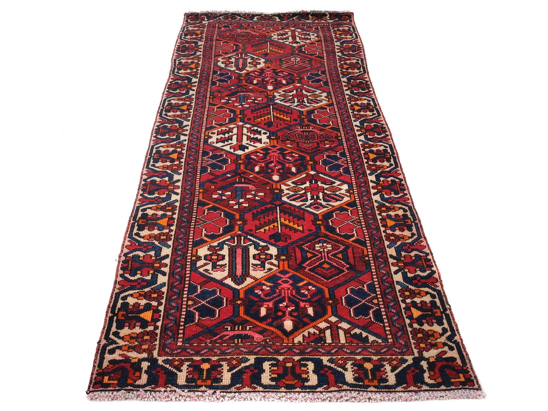 3x9 Hand-Knotted Wool Runner Rug - Geometric Hallway or Kitchen Rug - Natural Wool Rug for Entryway, SHR1680