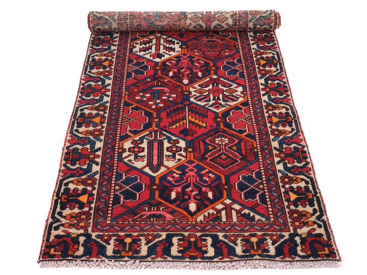3x9 Hand-Knotted Wool Runner Rug - Geometric Hallway or Kitchen Rug - Natural Wool Rug for Entryway, SHR1680