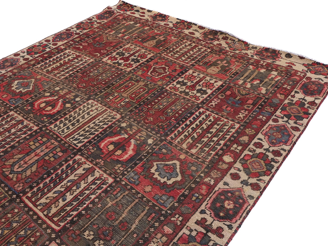 6x10 Vintage Rug, Low Pile Wool Rug, Hand-Knotted Rug, Bedroom Rug, Handmade Organic Wool Living Room Rug,SHR1784