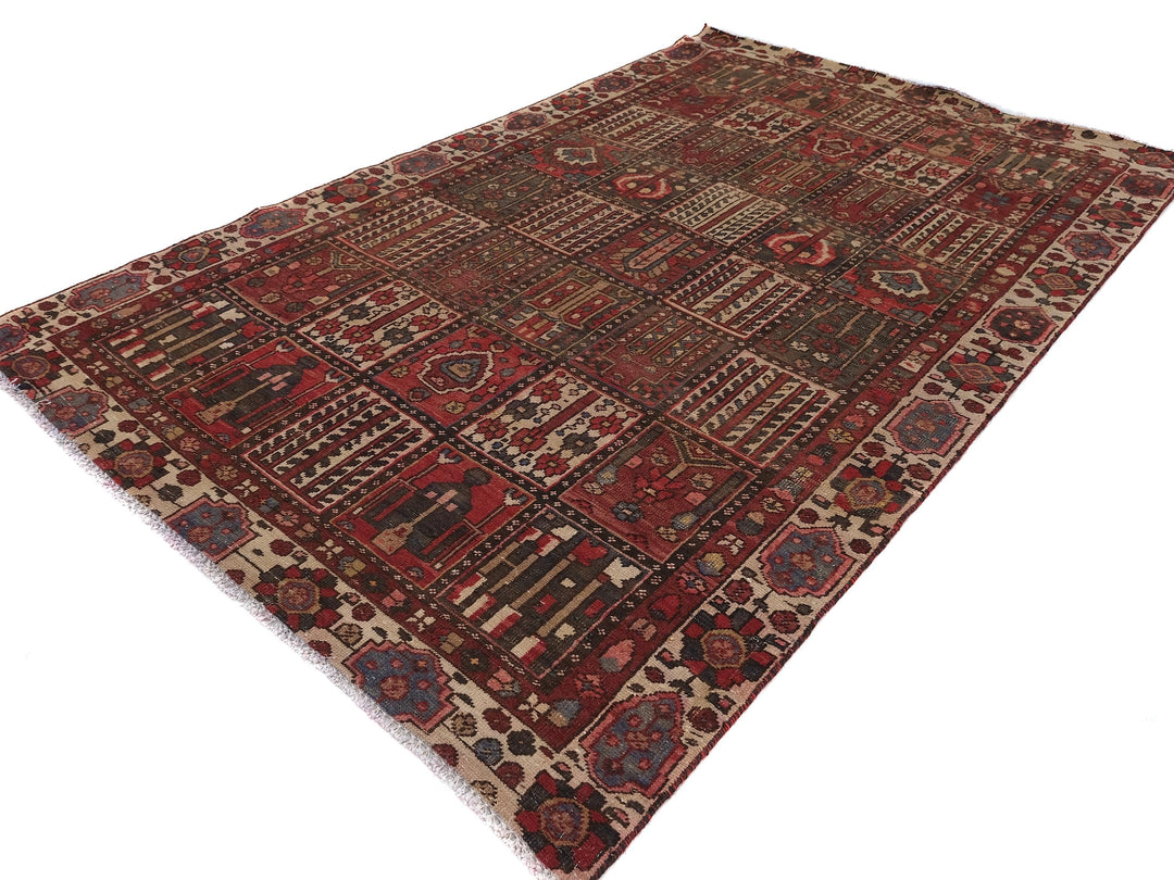 6x10 Vintage Rug, Low Pile Wool Rug, Hand-Knotted Rug, Bedroom Rug, Handmade Organic Wool Living Room Rug,SHR1784