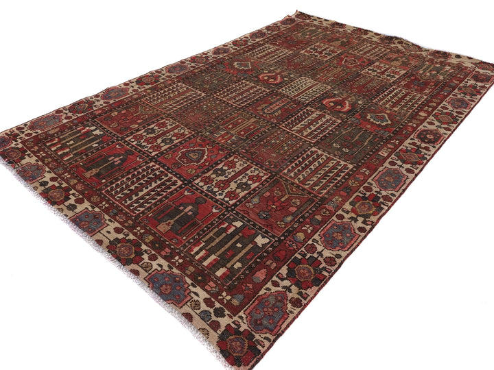 6x10 Vintage Rug, Low Pile Wool Rug, Hand-Knotted Rug, Bedroom Rug, Handmade Organic Wool Living Room Rug,SHR1784
