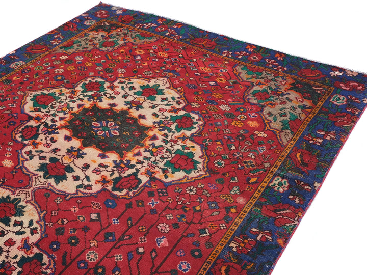 6x9 Vintage Rug, Low Pile Wool Rug, Hand-Knotted Rug, Bedroom Rug, Handmade Organic Wool Living Room Rug, SHR1789
