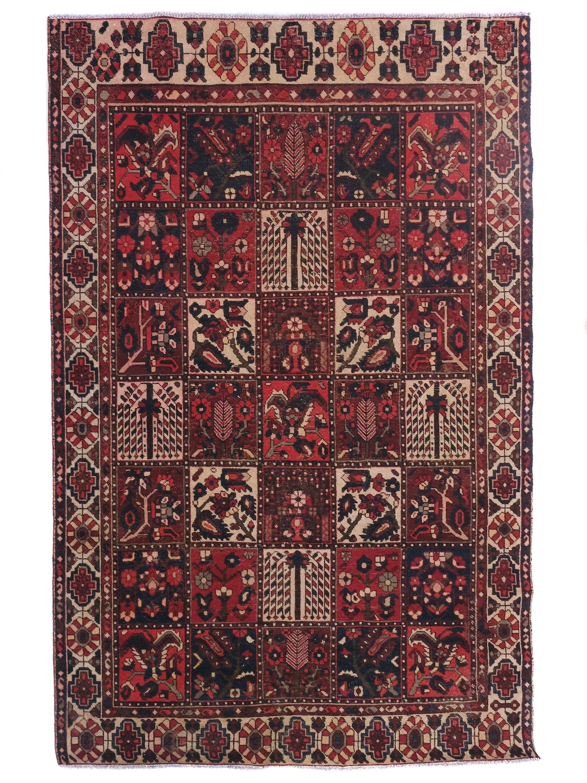 7x10 Persian Style Rug, Low Pile Organic Wool Rug, Hand-Knotted Persian Rug, Bedroom Rug, Handmade Organic Wool Living Room Rug, SHR1648