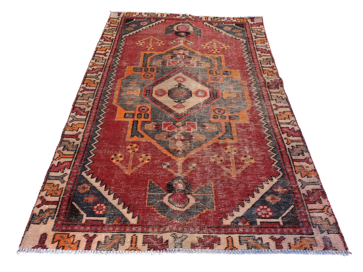 4x6 Vintage Runner Rug, Oriental Turkish Anatolian Rug, Handwoven Low Pile Organic Dyes Wool, Kitchen Runner, Hallway Rug, SHR1888