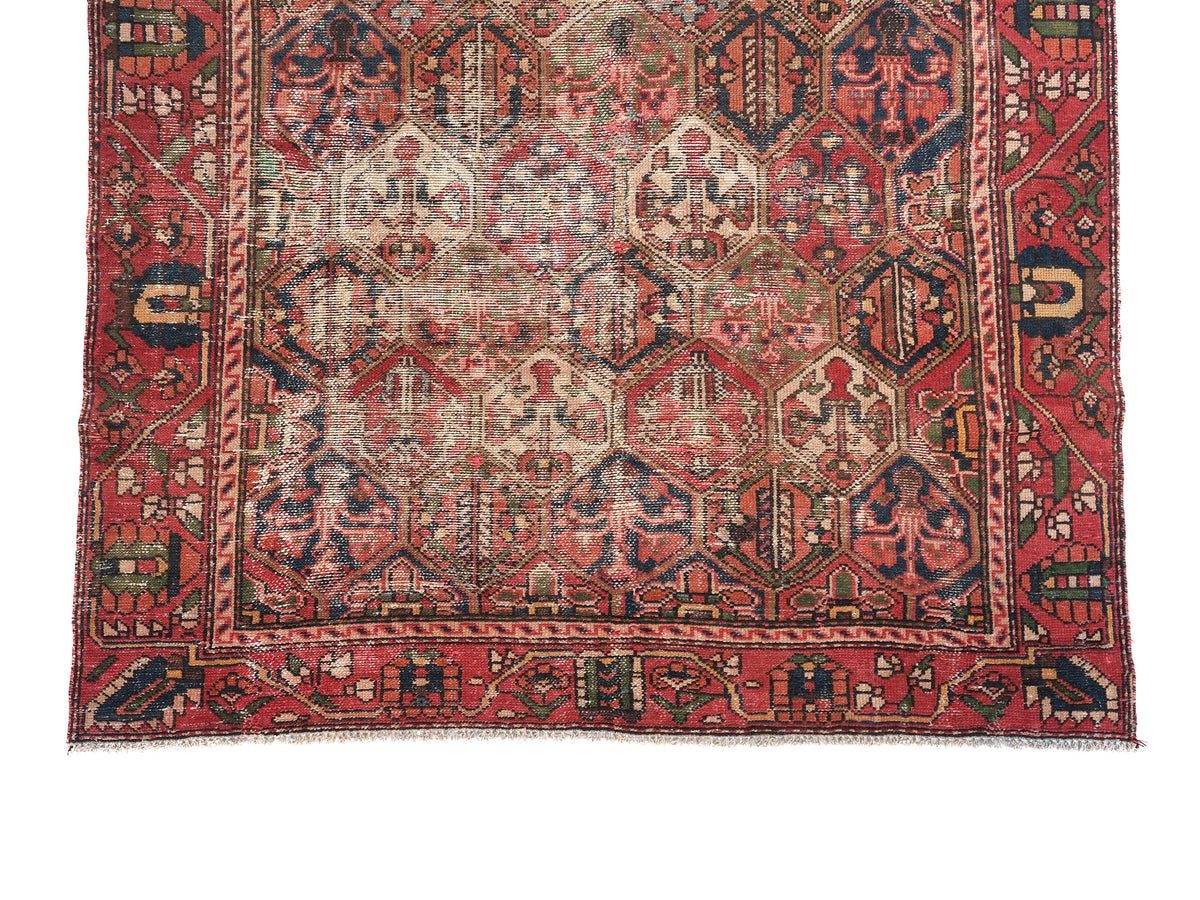 6x9 Red Vintage Runner Rug, Oriental Turkish Anatolian Rug, Handwoven Low Pile Organic Dyes Wool SHR1894