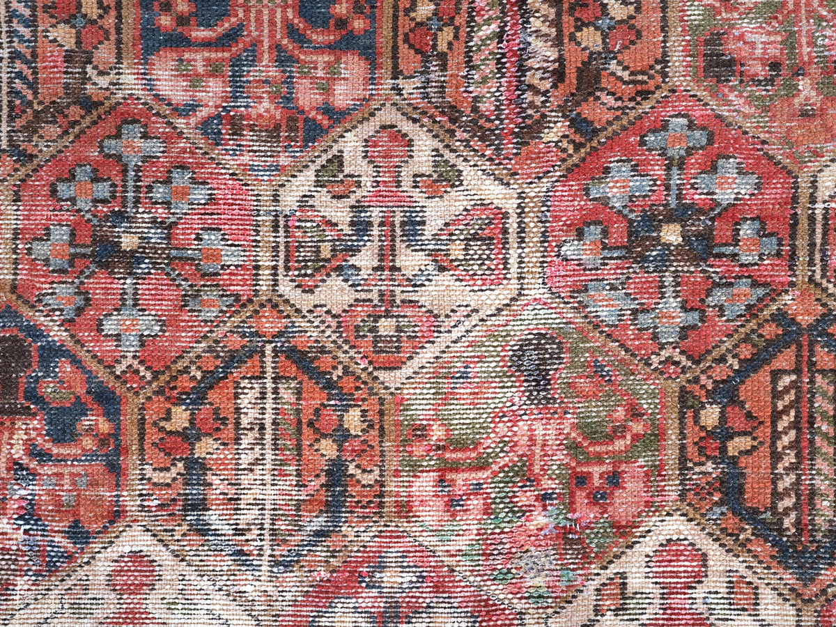 6x9 Red Vintage Runner Rug, Oriental Turkish Anatolian Rug, Handwoven Low Pile Organic Dyes Wool SHR1894