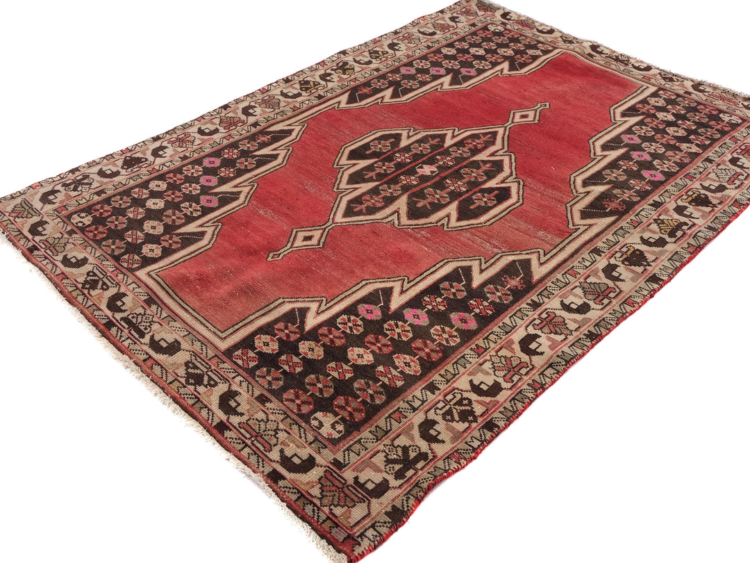 4x6 Turkmen Bokhara Vintage Rug, Hand-Knotted Oriental Rug for Foyer, Kitchen Rug, Small Area Rug, SHR1966