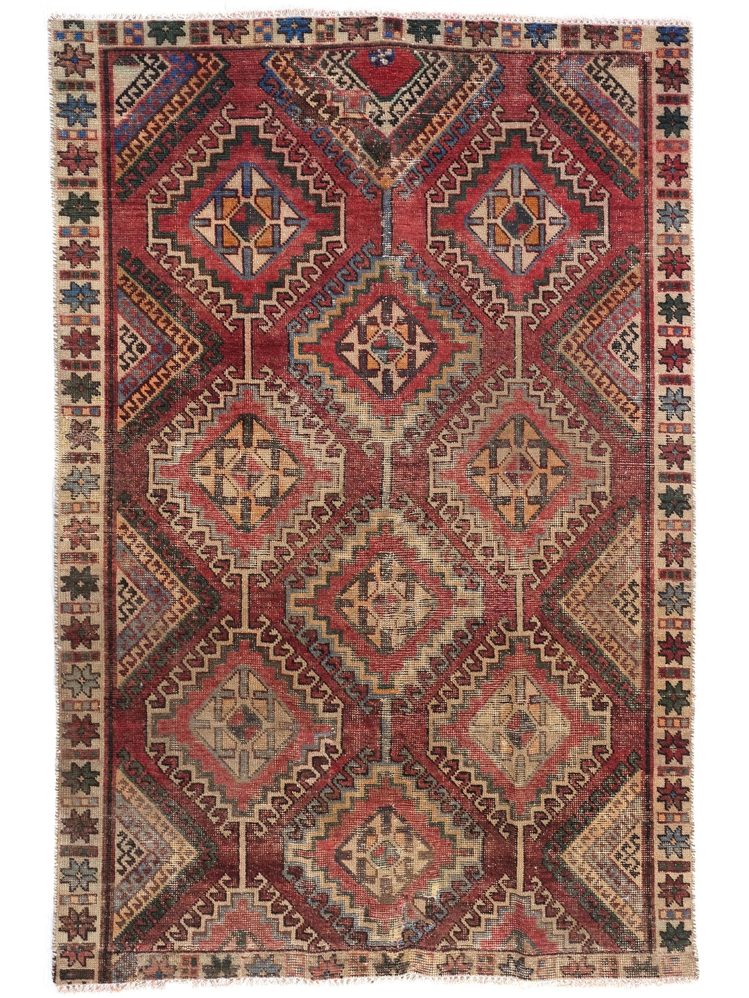 4x6 Vintage Area Rug, Handwoven Organic Wool Decorative Entryway Throw Rug, SHR1802