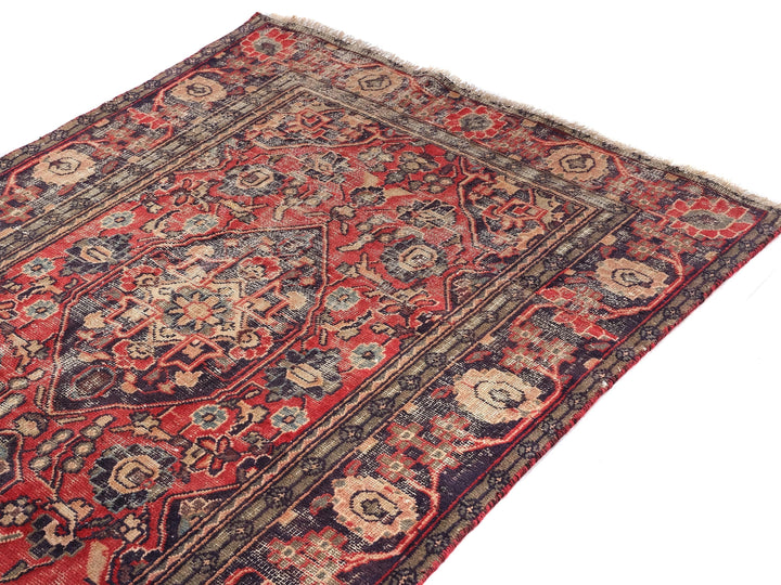 4x6 Vintage Oriental Rug, Hand-Knotted Low Pile Wool Area Rug for Living Room, SHR1822