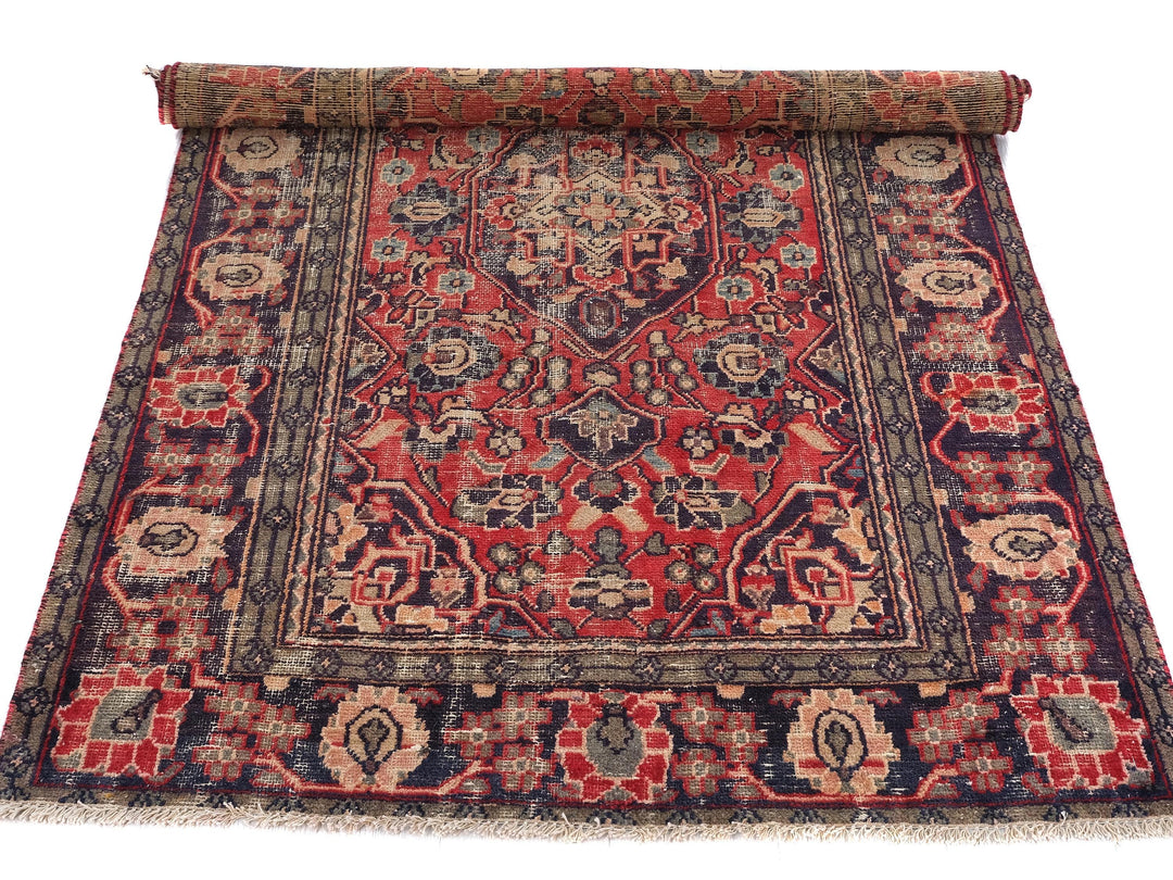 4x6 Vintage Oriental Rug, Hand-Knotted Low Pile Wool Area Rug for Living Room, SHR1822