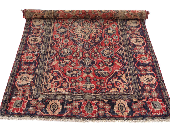 4x6 Vintage Oriental Rug, Hand-Knotted Low Pile Wool Area Rug for Living Room, SHR1822