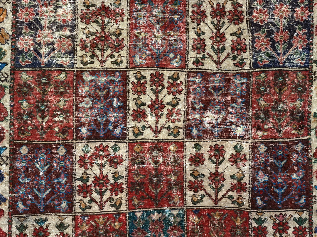 5x10 Red Vintage Runner Rug, Handwoven Low Pile Organic Dyes Wool SHR1833