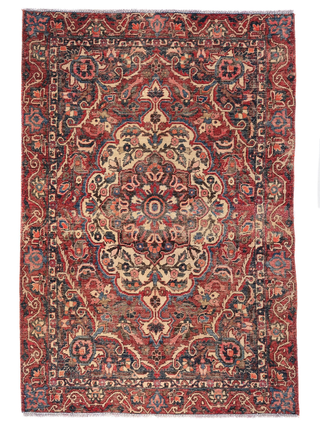 4x6 Vintage Oriental Area Rug, Handwoven Tribal Area Rug, Organic Wool Low Pile Living Room or Bedroom Rug, SHR1851
