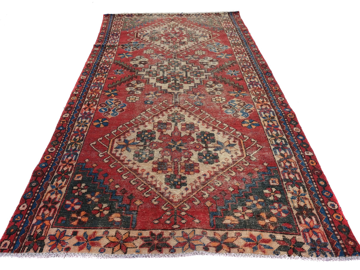 5x9 Hand-Knotted Geometric Wool Area Rug for Geometric Living or Dining Room, Natural Wool Office Rug, SHR1866