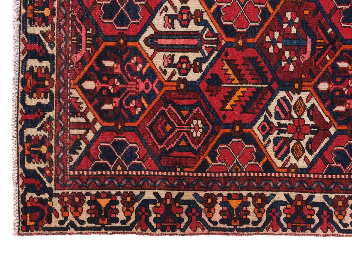 3x9 Persian Style Hand-Knotted Wool Runner Rug - Geometric Hallway or Kitchen Rug - Natural Wool Rug for Entryway, SHR1680