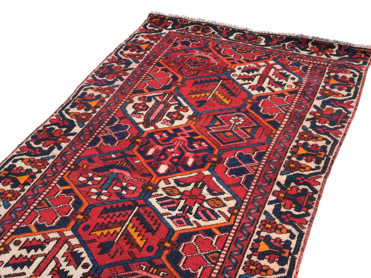 3x9 Persian Style Hand-Knotted Wool Runner Rug - Geometric Hallway or Kitchen Rug - Natural Wool Rug for Entryway, SHR1680