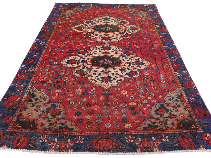6x9 Vintage Rug, Low Pile Wool Rug, Hand-Knotted Rug, Bedroom Rug, Handmade Organic Wool Living Room Rug, SHR1789