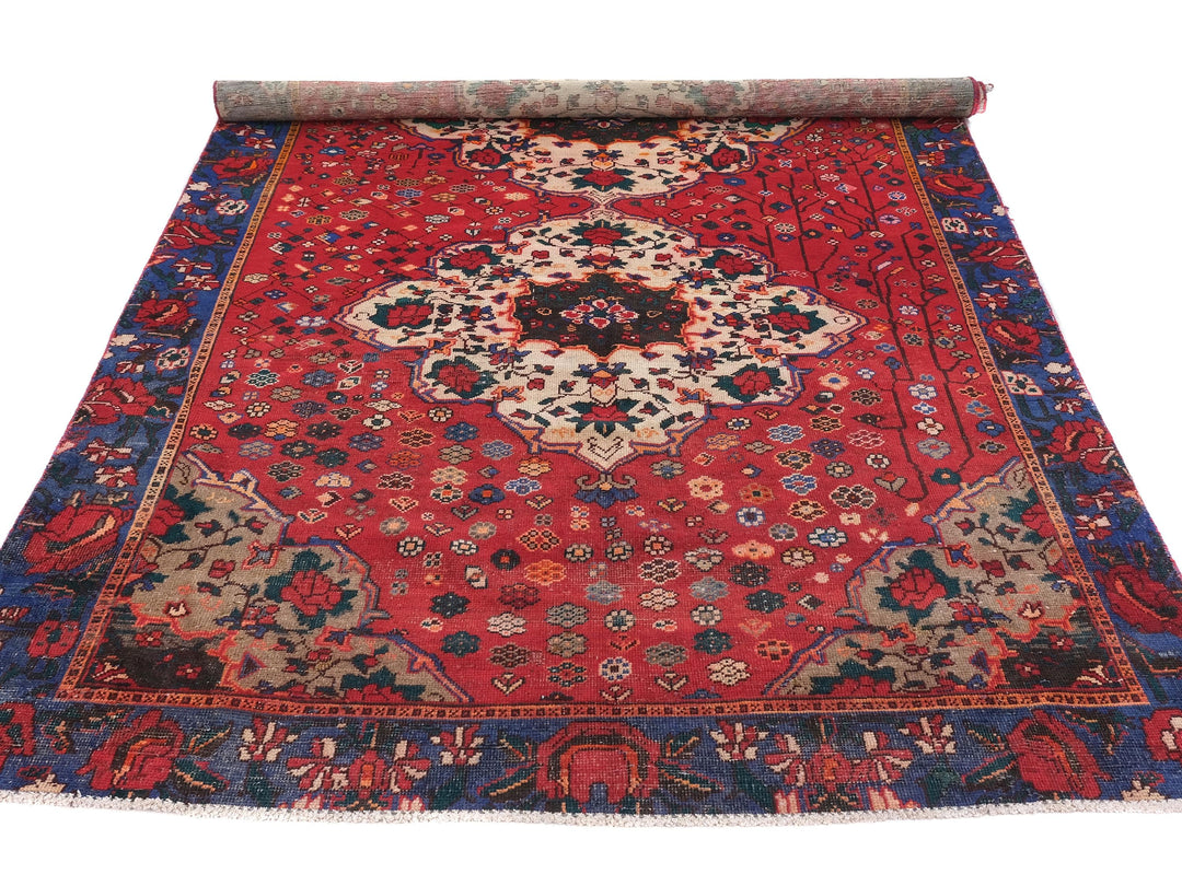 6x9 Vintage Rug, Low Pile Wool Rug, Hand-Knotted Rug, Bedroom Rug, Handmade Organic Wool Living Room Rug, SHR1789