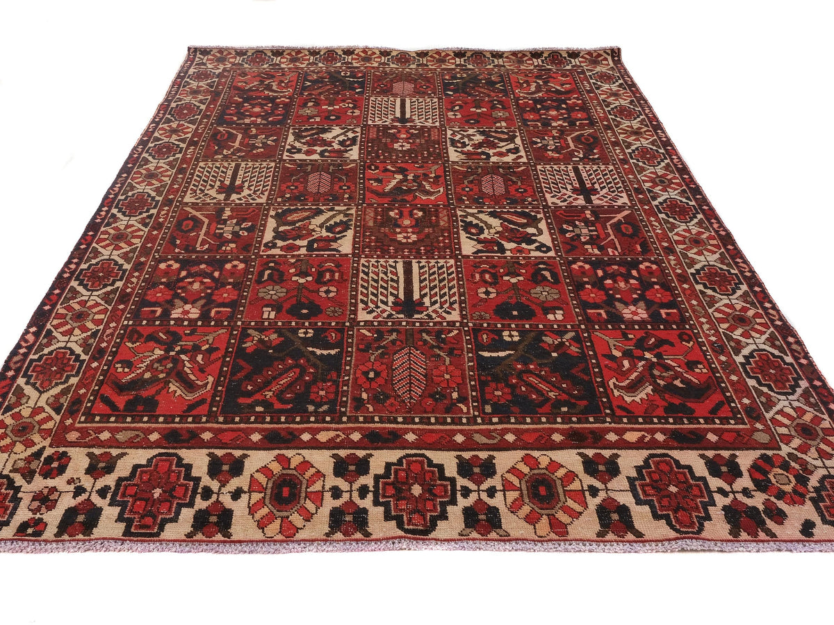 7x10 Persian Style Rug, Low Pile Organic Wool Rug, Hand-Knotted Persian Rug, Bedroom Rug, Handmade Organic Wool Living Room Rug, SHR1648