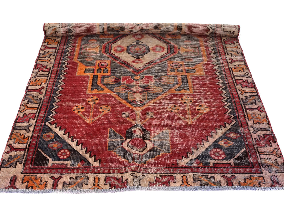 4x6 Vintage Runner Rug, Oriental  Rug, Handwoven Low Pile Organic Dyes Wool, Kitchen Runner, Hallway Rug, SHR1888