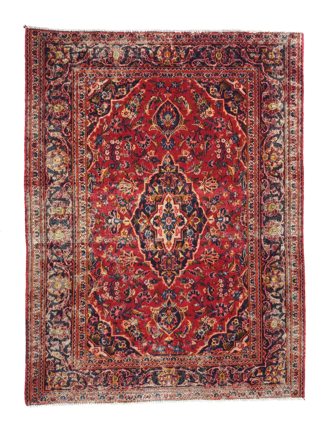 4x6 Hand-Knotted Vintage Area Rug, Handwoven Organic Wool Floral Living Room or Bedroom Rug, SHR1933