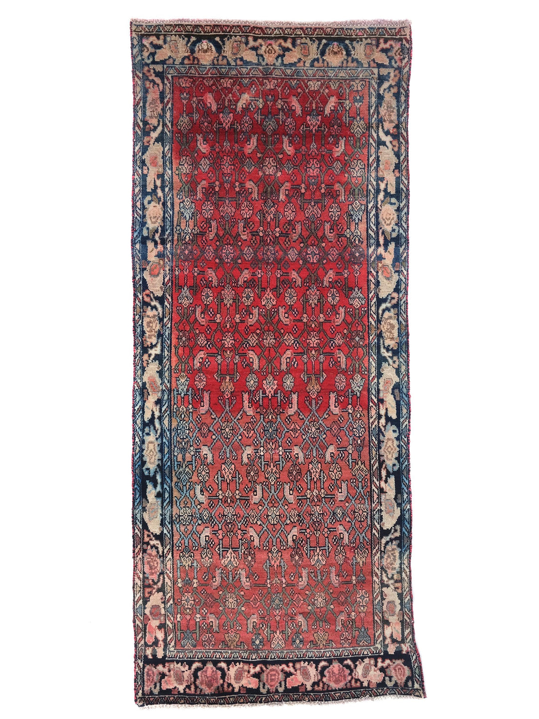 3x7 Vintage Accent Rug, Oriental Handwoven Floral Rug, Veg Dyed Low Pile Wool, Decorative Entryway Rug - Kitchen Throw Rug, SHR1945