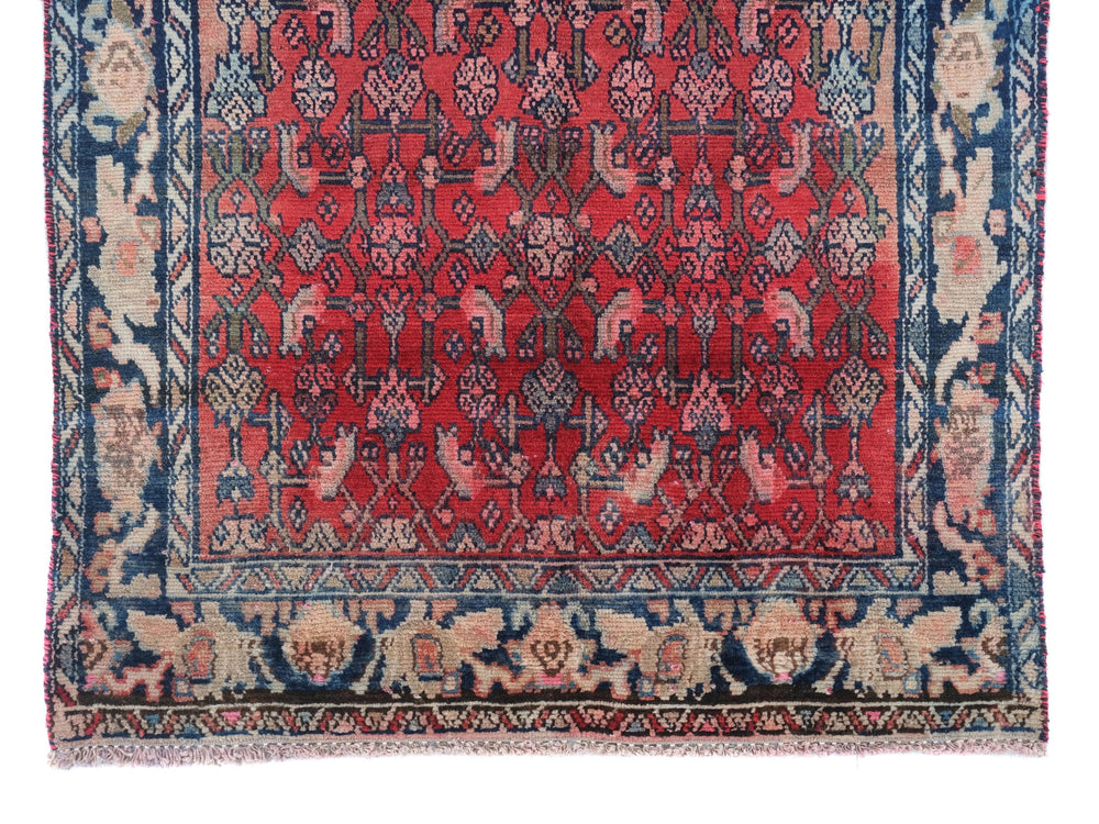 3x7 Vintage Accent Rug, Oriental Handwoven Floral Rug, Veg Dyed Low Pile Wool, Decorative Entryway Rug - Kitchen Throw Rug, SHR1945