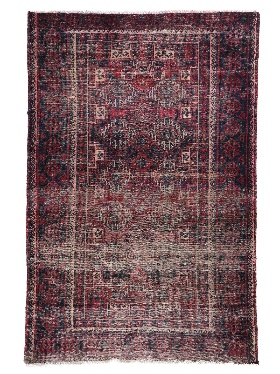 4x6 Maroon Black Vintage Oriental Rug, Handwoven Organic Low Pile Wool Area Rug, Living Room Decor, SHR1963