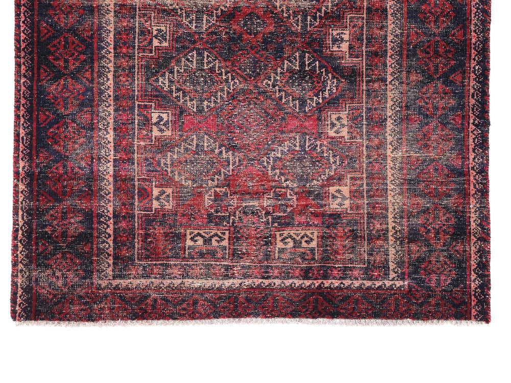4x6 Maroon Black Vintage Oriental Rug, Handwoven Organic Low Pile Wool Area Rug, Living Room Decor, SHR1963