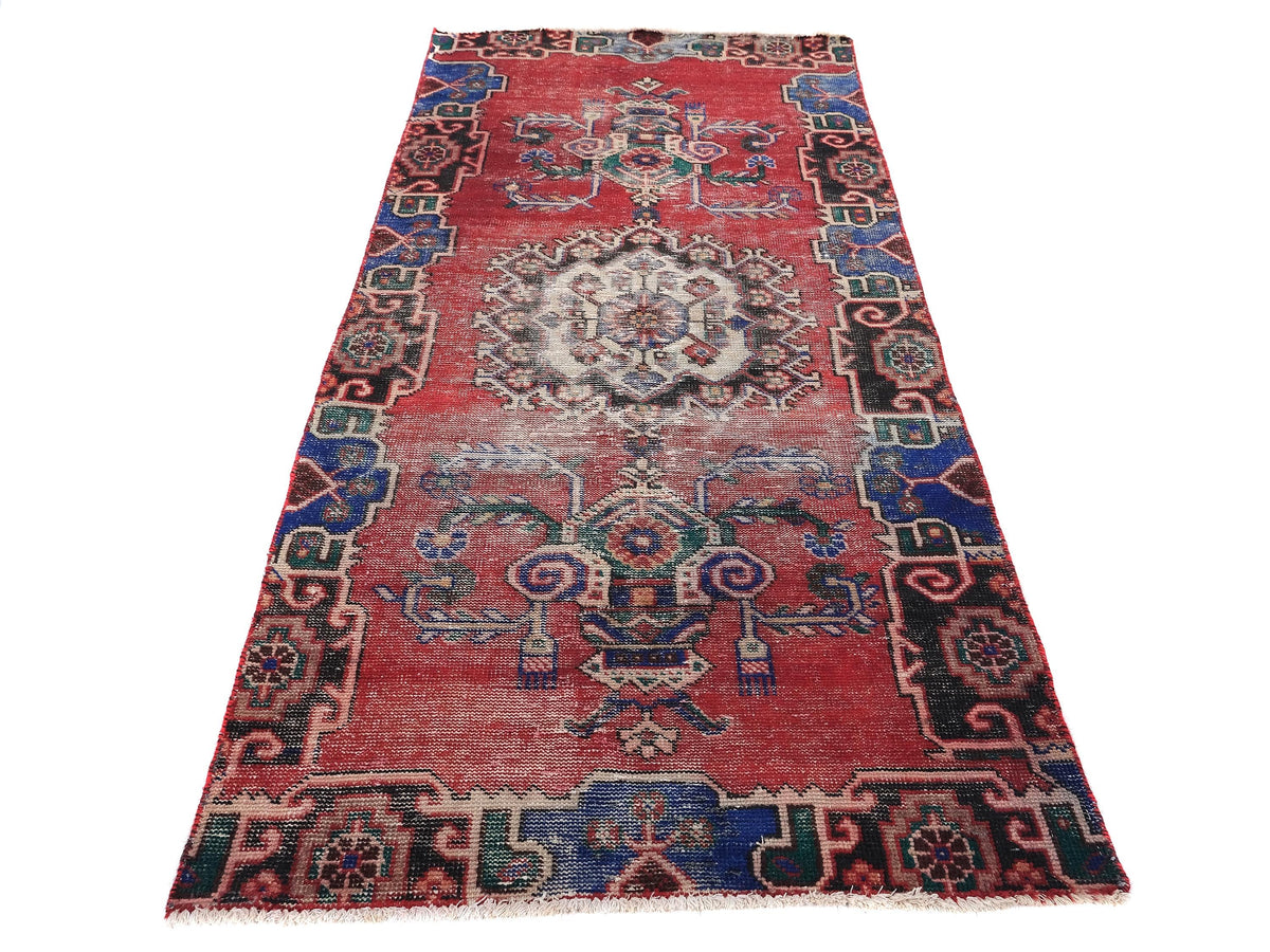 4x7 Vintage Rug, Red Turkish Rug, Handmade Oushak Rug, Bedroom Rug, Office Rug, Anatolian Rug, Designer Rug, Antique Rug, SHR1970