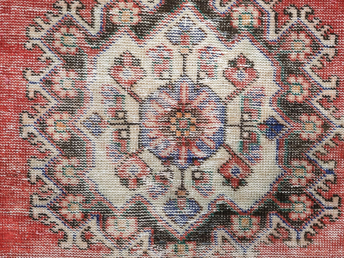 4x7 Vintage Rug, Red Turkish Rug, Handmade Oushak Rug, Bedroom Rug, Office Rug, Anatolian Rug, Designer Rug, Antique Rug, SHR1970