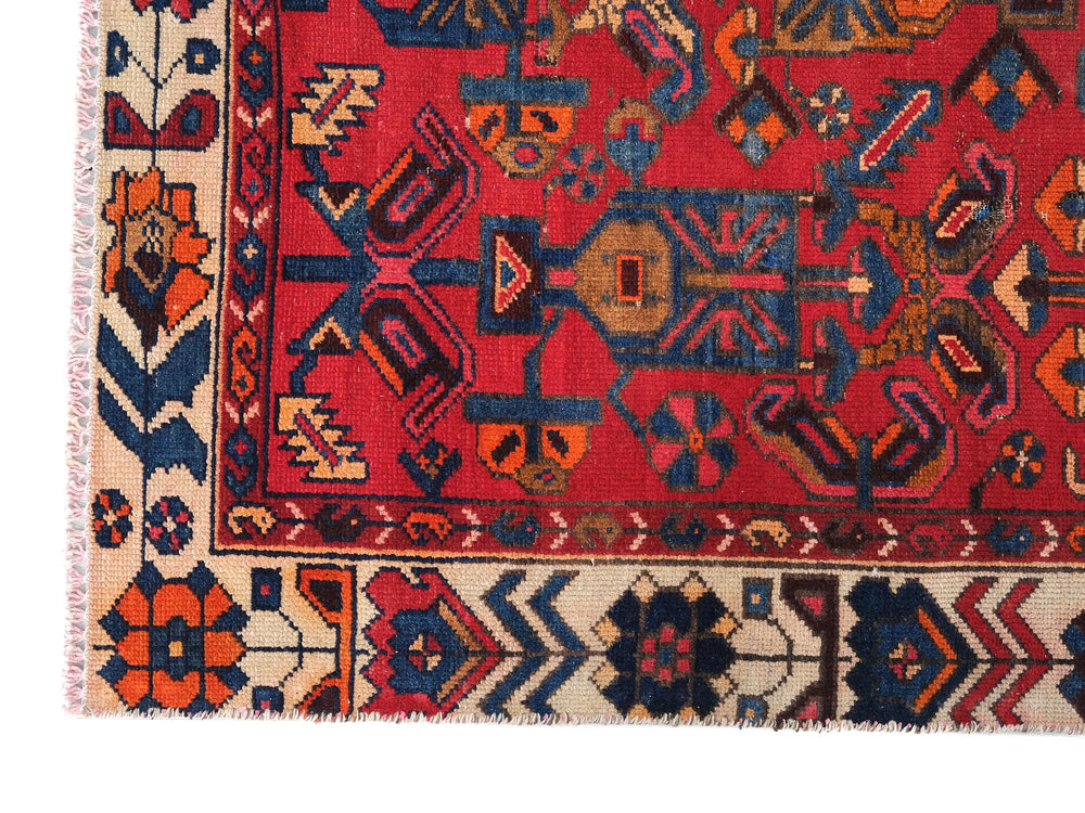 4x9 Vintage Oriental Hand-Knotted Area for Office or Bedroom, Living Room Rug, Office Rug,  SHR1700