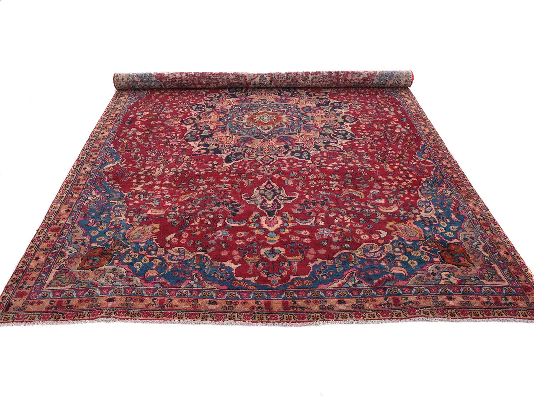 7x10 Vintage Rug, Low Pile Wool Rug, Hand-Knotted Rug, Bedroom Rug, Handmade Organic Wool Living Room Rug,SHR1711