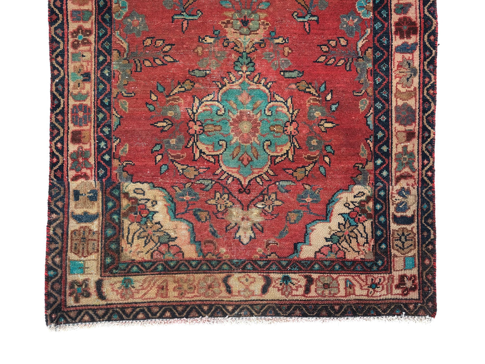 3x6 Vintage Oriental Rug, Hand-Knotted Wool Runner, Handmade Hallway Entryway Rug, Kitchen Throw Rug, Entryway Rug, Hallway Rug, SHR1979