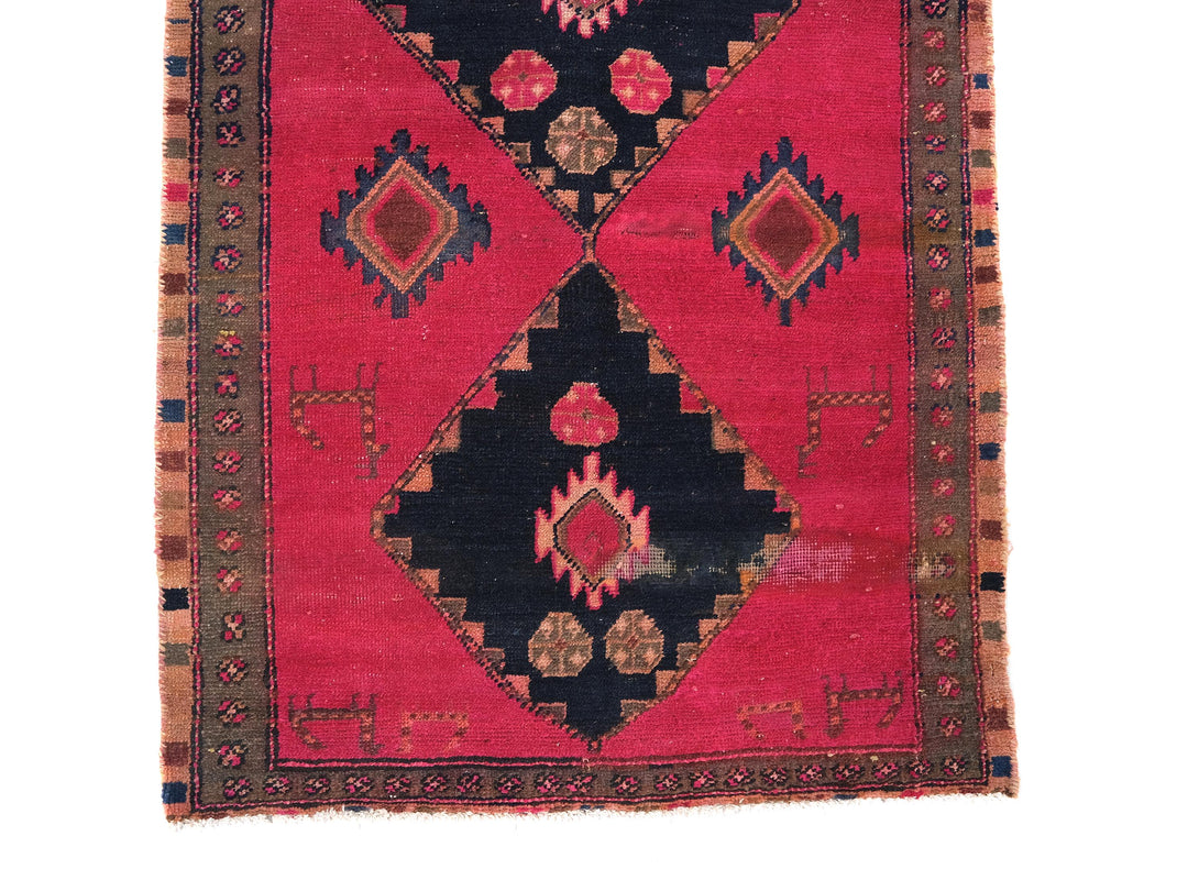 3x6 Vintage Rug Runner | Hand Knotted Oriental Rug | Handmade Organic Wool Low Pile Hallway Rug | SHR1983