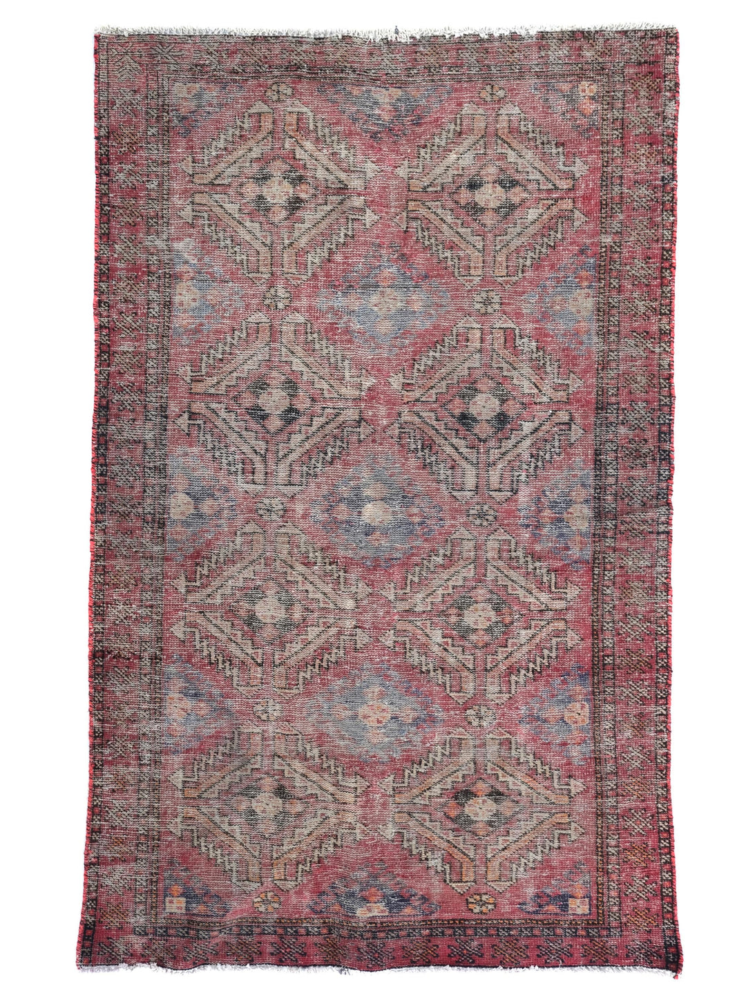 4x6 Vintage Area Rug, Handwoven Organic Wool Living Room Rug, Floral Dining Room Rug, SHR1989