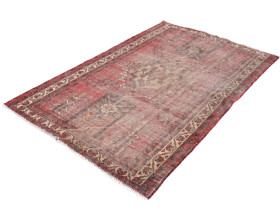 4x6 Vintage Accent Rug, Oriental Hand-Knotted Low Pile Wool Rug, Bathroom Rug, Entryway Rug, Mudroom Rug, SHR1997