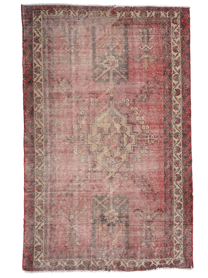 4x6 Vintage Accent Rug, Oriental Hand-Knotted Low Pile Wool Rug, Bathroom Rug, Entryway Rug, Mudroom Rug, SHR1997